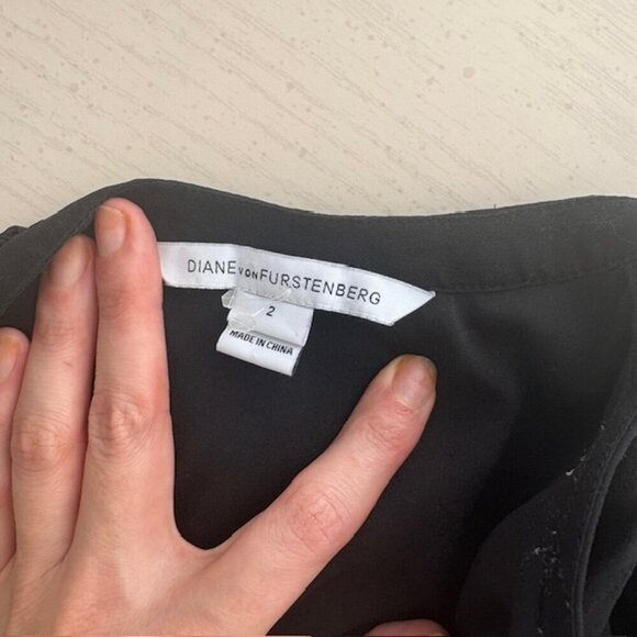 Diane von Furstenberg 100% Silk Fleurette Chiffon Mini Dress Black - Picture 3 of 10